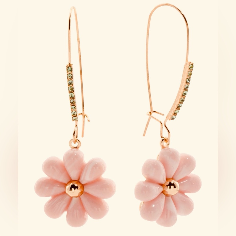 New Betsey Johnson Pink Flower Earrings
